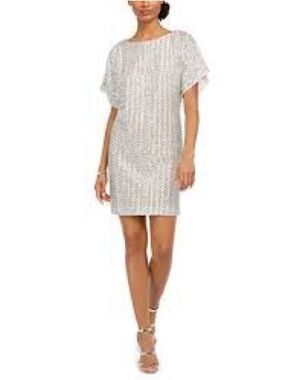 NWT Vince Camuto Silver Sequin Short Shift Dress